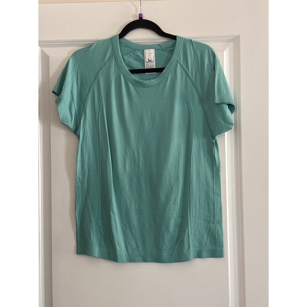 Old Navy Active Go-Dry Fluid Seamless T-Shirt Teal Women's XL